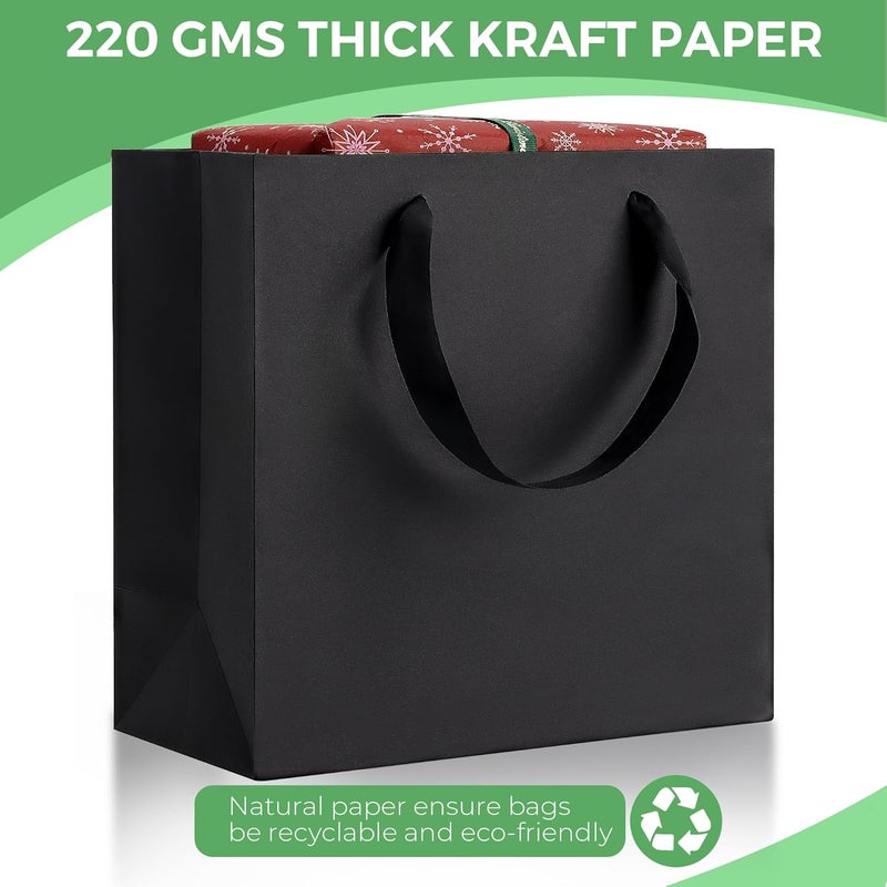 MOXARYSU Large Black Gift Bags: 12.5x4.5x11 Inch 5pcs Paper Bags Bulk For Party Shopping Birthday Wedding (L,5) - Image 4